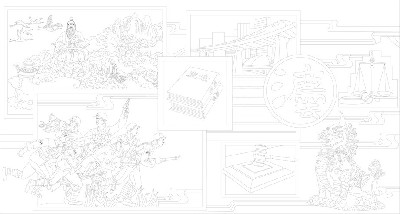 人民法院浮雕壁畫原創手繪設計稿