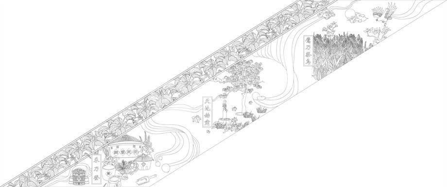 鄉村振興浮雕雕塑原創手繪設計稿