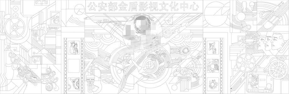 文化中心浮雕雕塑原創手繪設計稿